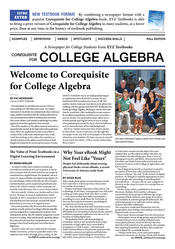cover of Corequisite for College Algebra (Newspaper Edition)