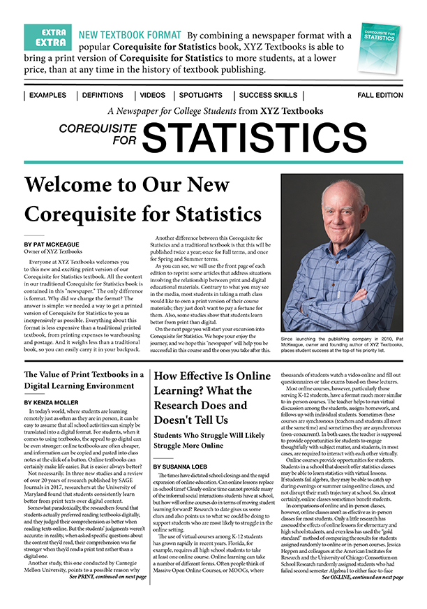 cover of Corequisite for Statistics (Newspaper Edition)